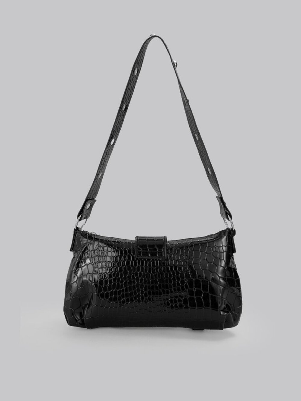 Black Women's Rivet Chain shoulder Handbag - Picture 3 of 6